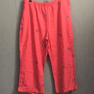 Fish embroidered linen capri pant